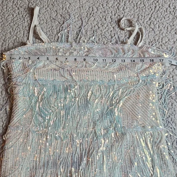 Elegant White Fringe Mini Dress - Picture 12 of 16
